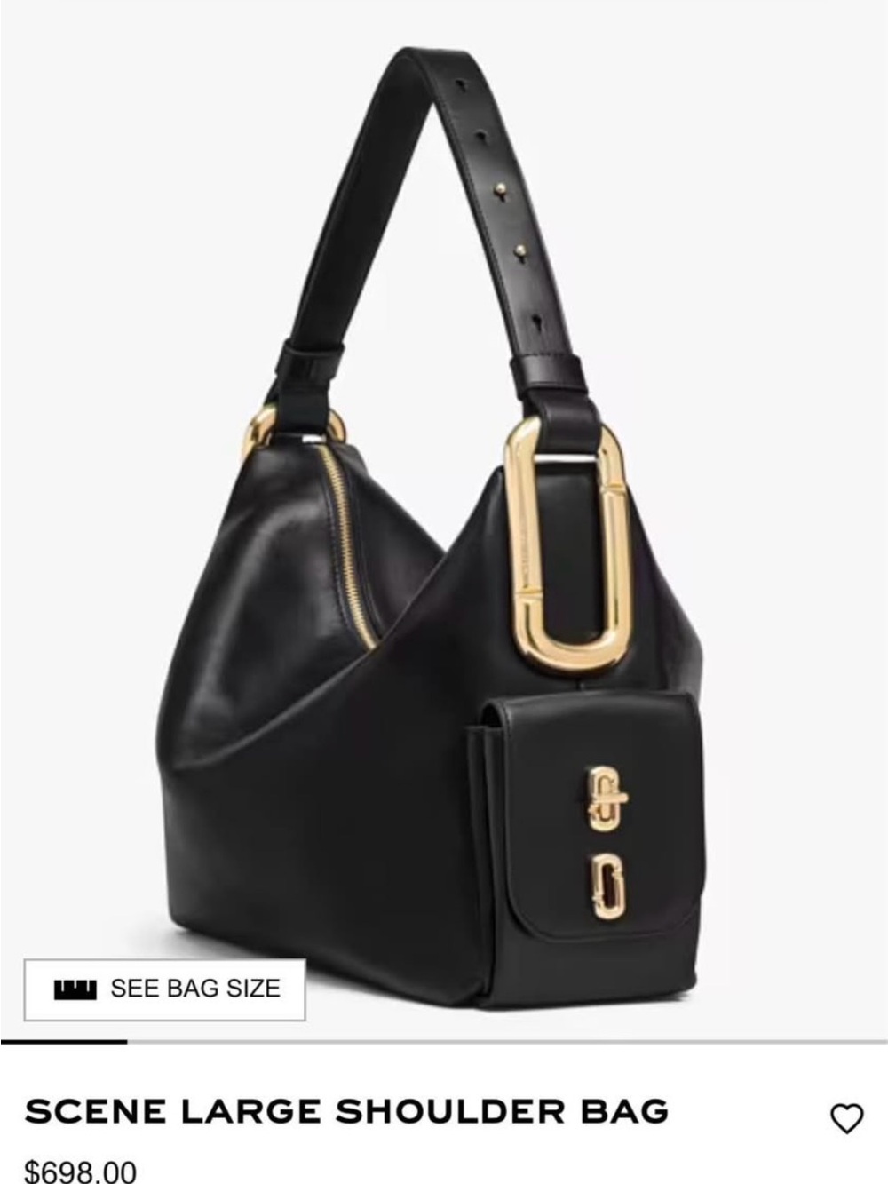 Marc Jacobs Black Leather Scene Large Shoulder Bag - Picture 6 of 8